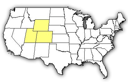 Map of US states the Midget Faded Rattlesnake is found in.
