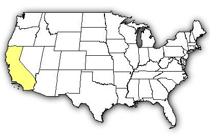 Map of US states the Southern Pacific Rattlesnake is found in.